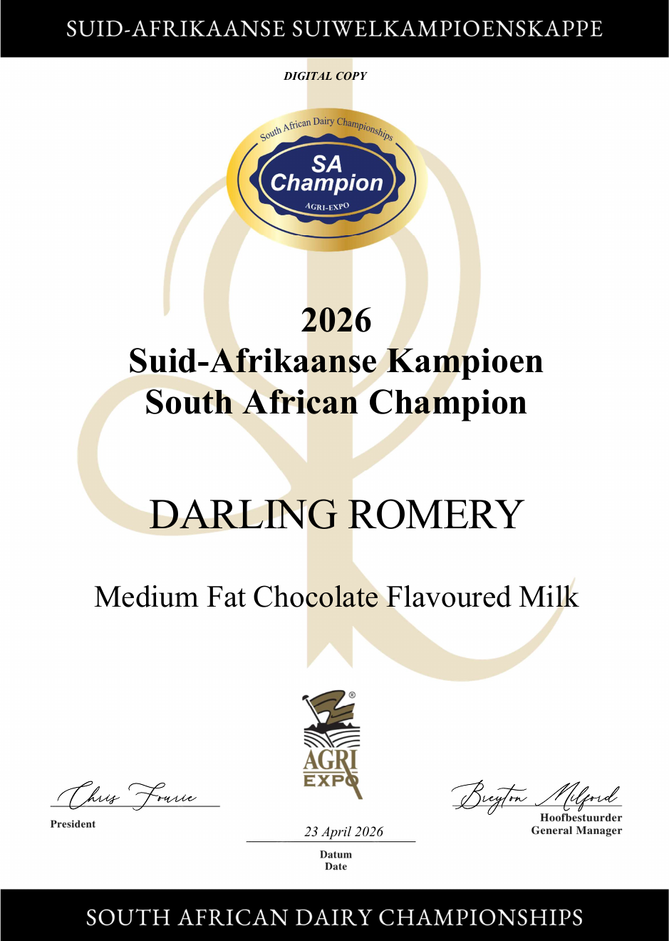 Certificate preview for Med Fat Choc Milk